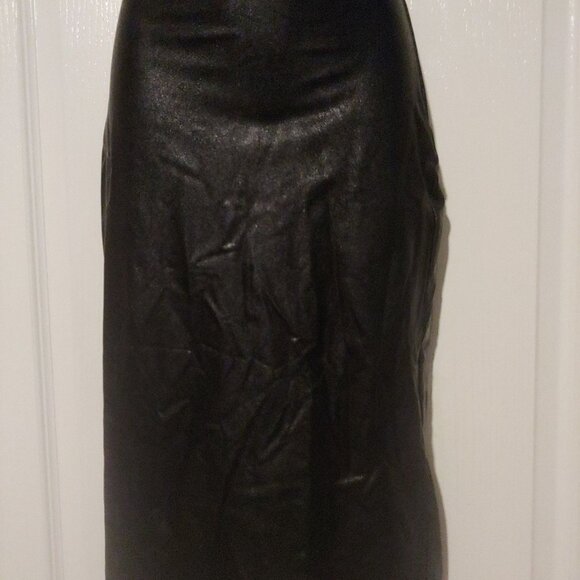 Commando Black Faux Leather Witchy Gothic Pencil Skirt W/Slit - Picture 5 of 6